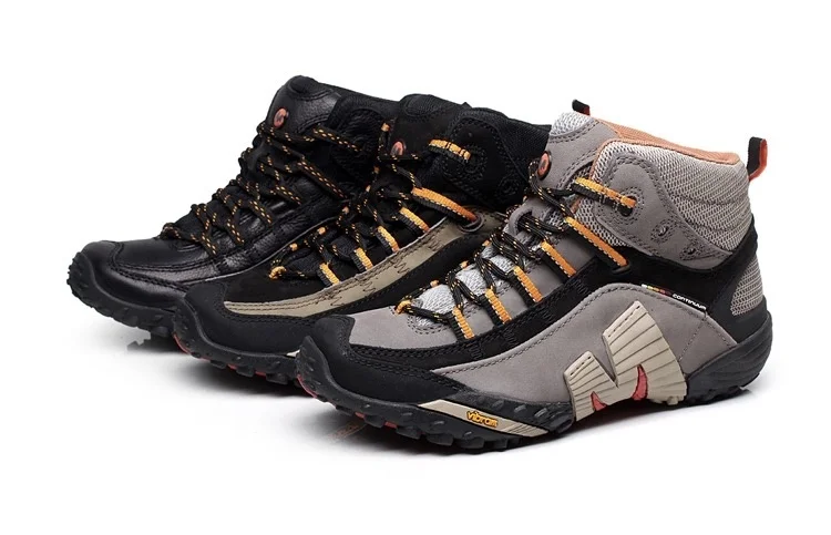 Merrell M Men Professional Outdoor Genuine Leather Hiking Shoes Slip Resistant Warm Mountainner V bottom Medium Cut Sneakers