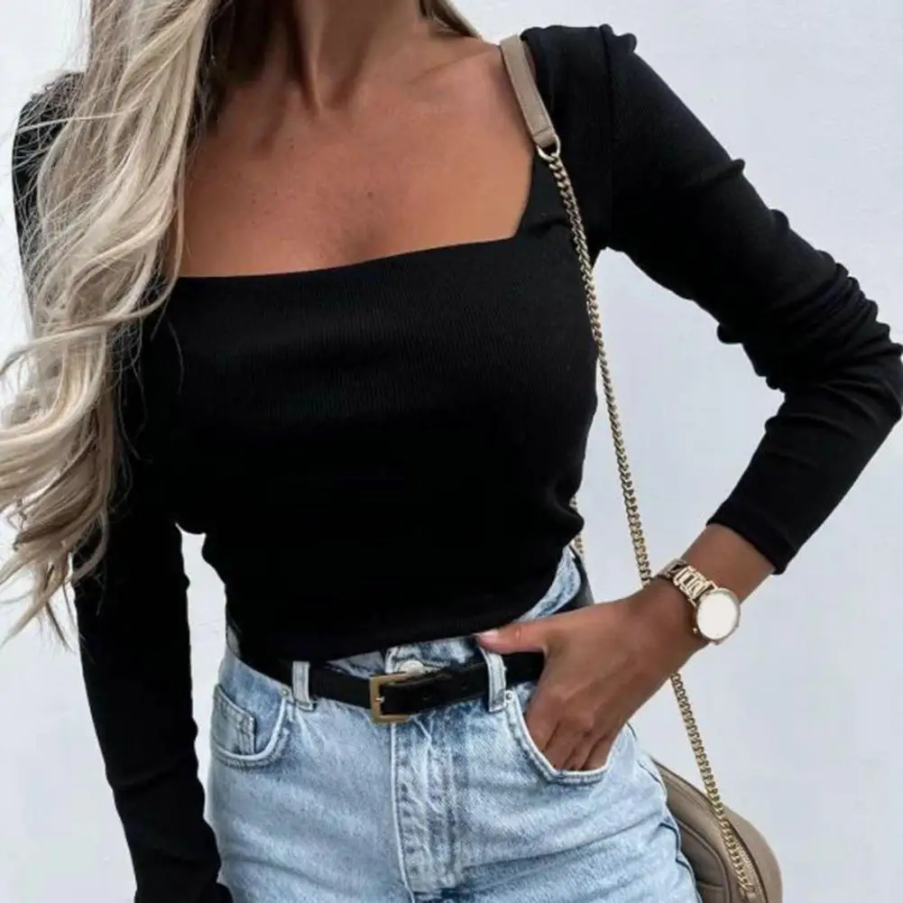 

Модная женская облегающая блузка в рубчик, рубашка, женская блузка, эластичная, не скатывающаяся