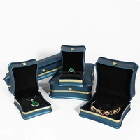 crown blue jewelry box wedding ring box engagement rings necklace earrings pendants jewelry display case gift packing boxes