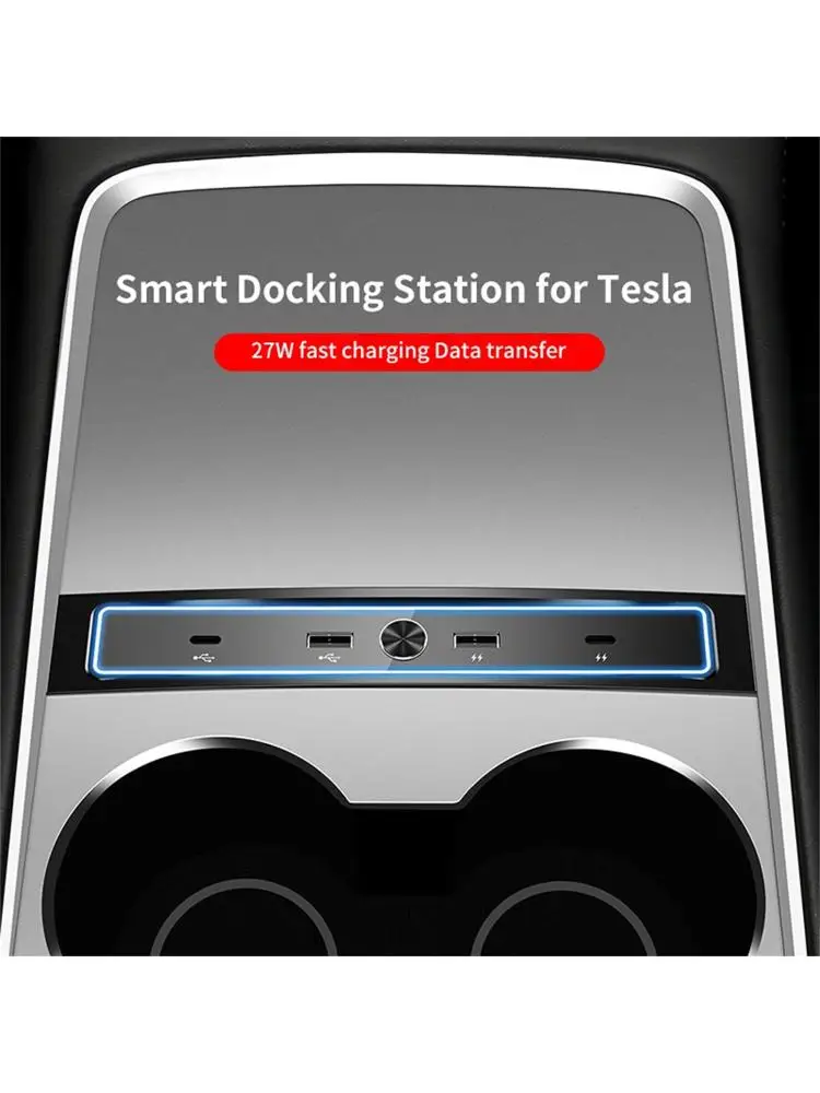 

USB Shunt Hub Docking Station for Tesla Model 3/Y 27W Quick Powered Splitter Extension Multiport LED HUB Adapter AOS