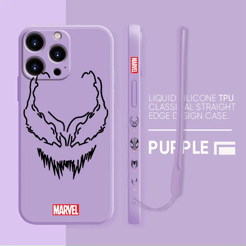 

Edge TPU Marvel Dark Line Venom Spiderman Cell Liquid Coque Case for iPhone 13 12 11 Pro Max XR SE XS 7 8 Plus i12 7p 2022