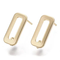 2pcs brass stud earring findings with loop and 925 sterling silver pins nickel free real 18k gold plated