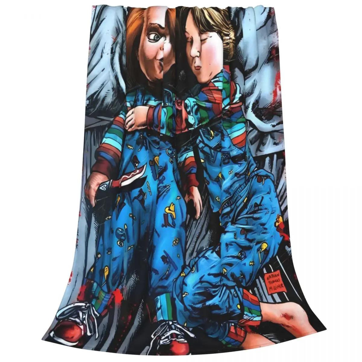 Вязаное одеяло Чаки и Энди бархатное мягкое из фильма ужасов для автомобиля