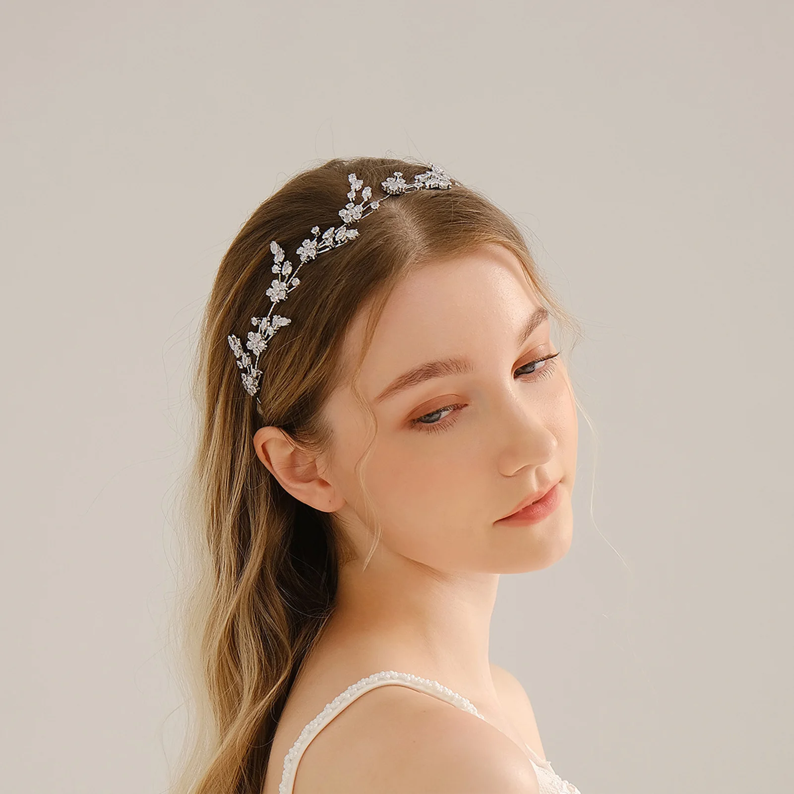 

Fashion Hairbands Wedding Hair Accessories For Women Silver Color Crystal Floral Headband Charm Bridal Headpiece Hair Jewelry