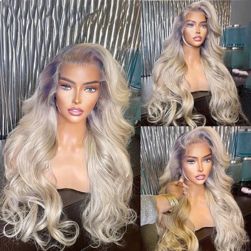 

AIMEYA Ombre Blonde Synthetic Lace Front Wig for Women Dark Roots Natural Wave Wig Glueless Natural Hairline Long Lace Wigs