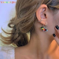 c shape metal color crystal earrings european and american style personality fashion earrings ms travel wedding accessories