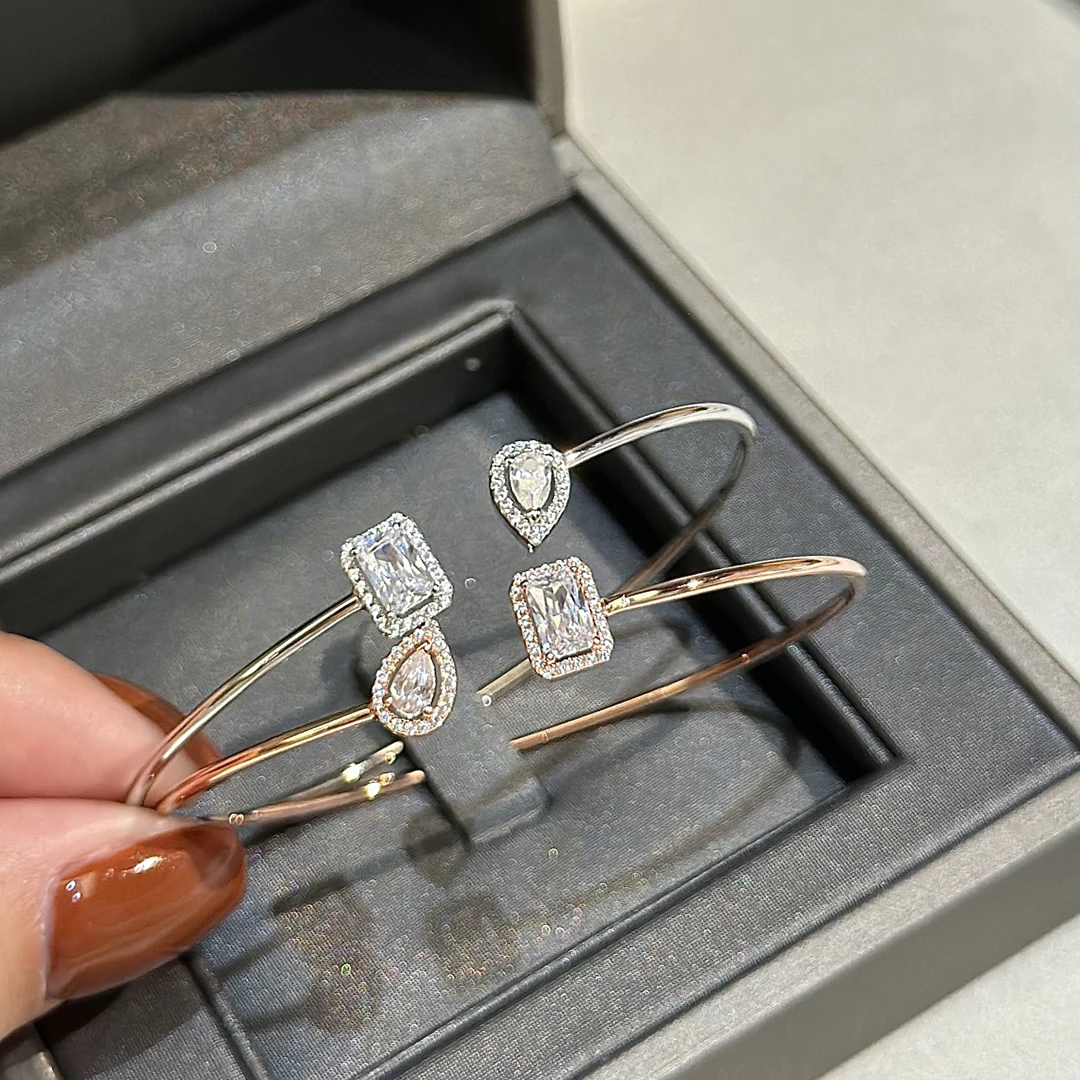 

Женский браслет из серебра 925 пробы, с квадратными камнями