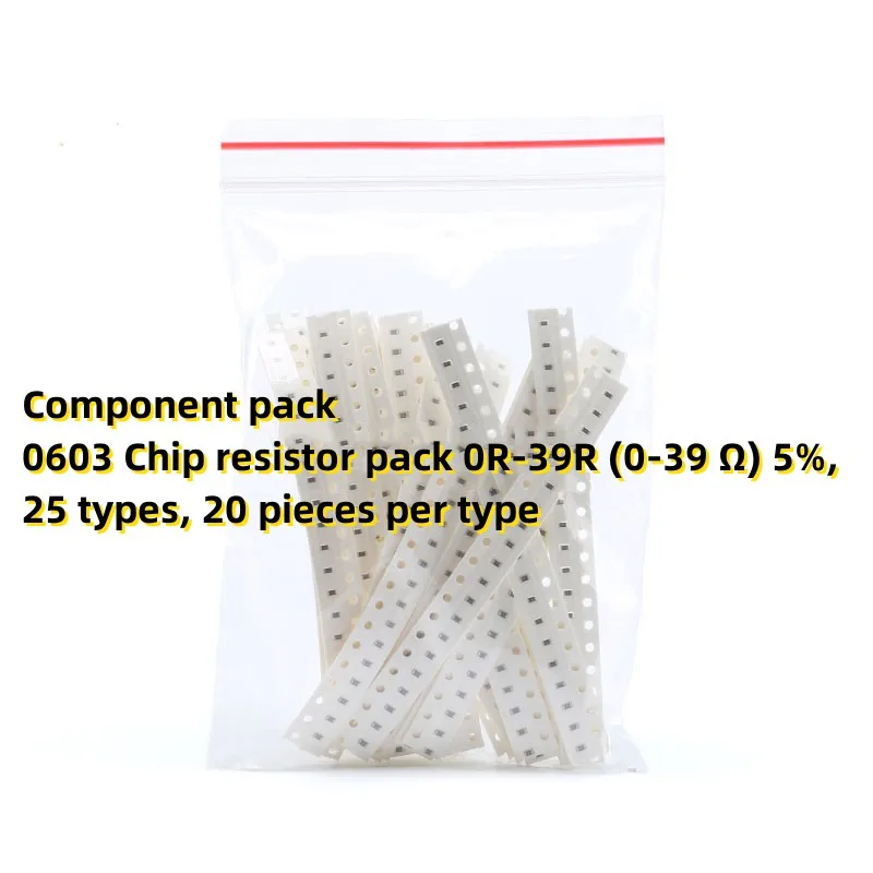 

Комплект компонентов 0603 чиповый резистор 0R-39R (0-39 Ом) 5%, 25 типов, 20 шт. каждого типа