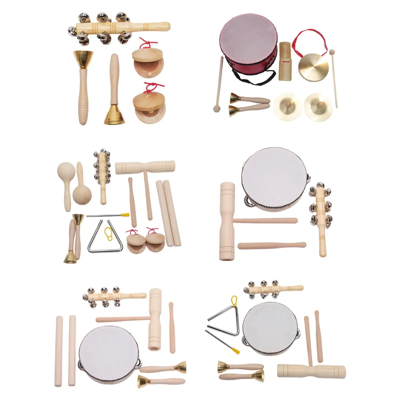

International Wooden Music Set Hand Bells Music Art Teaching Percussion Montessori Toys for Children Kids