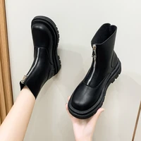 womens boots 2022 autumn and winter new womens short boots pu platform shoes fashion front zipper light casual womens shoes