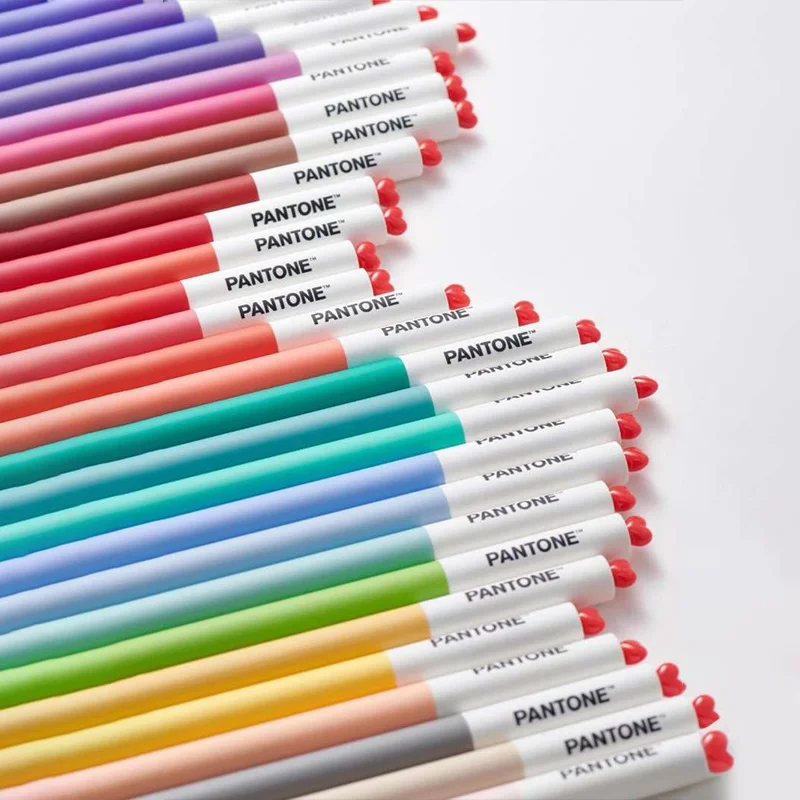 Фото Гелевая ручка KACO First Love Heart PANTONE 0,5 мм, гладкая ручка для письма, тонкая точка, двойной шариковый наконечник, фирменные кавайные вращающиеся ручки, студенческий подарок №1