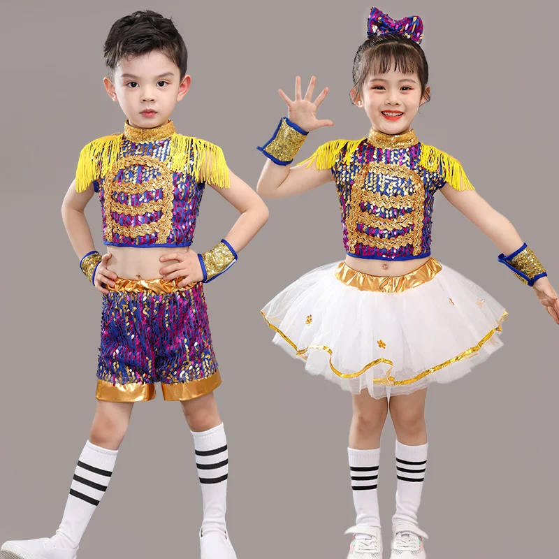 

Sequin Yarn Jazz Performance Kindergarten Boys and Girls' Fashion Puffy Skirt Dance Dress holographic