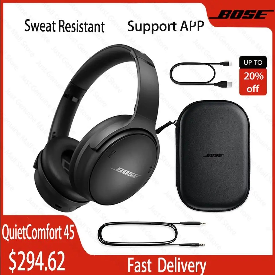 

100% Original Bose QuietComfort 45 Bluetooth Wireless Noise Cancelling Headphones Bass Headset Earphone With Mic Voice Assistant