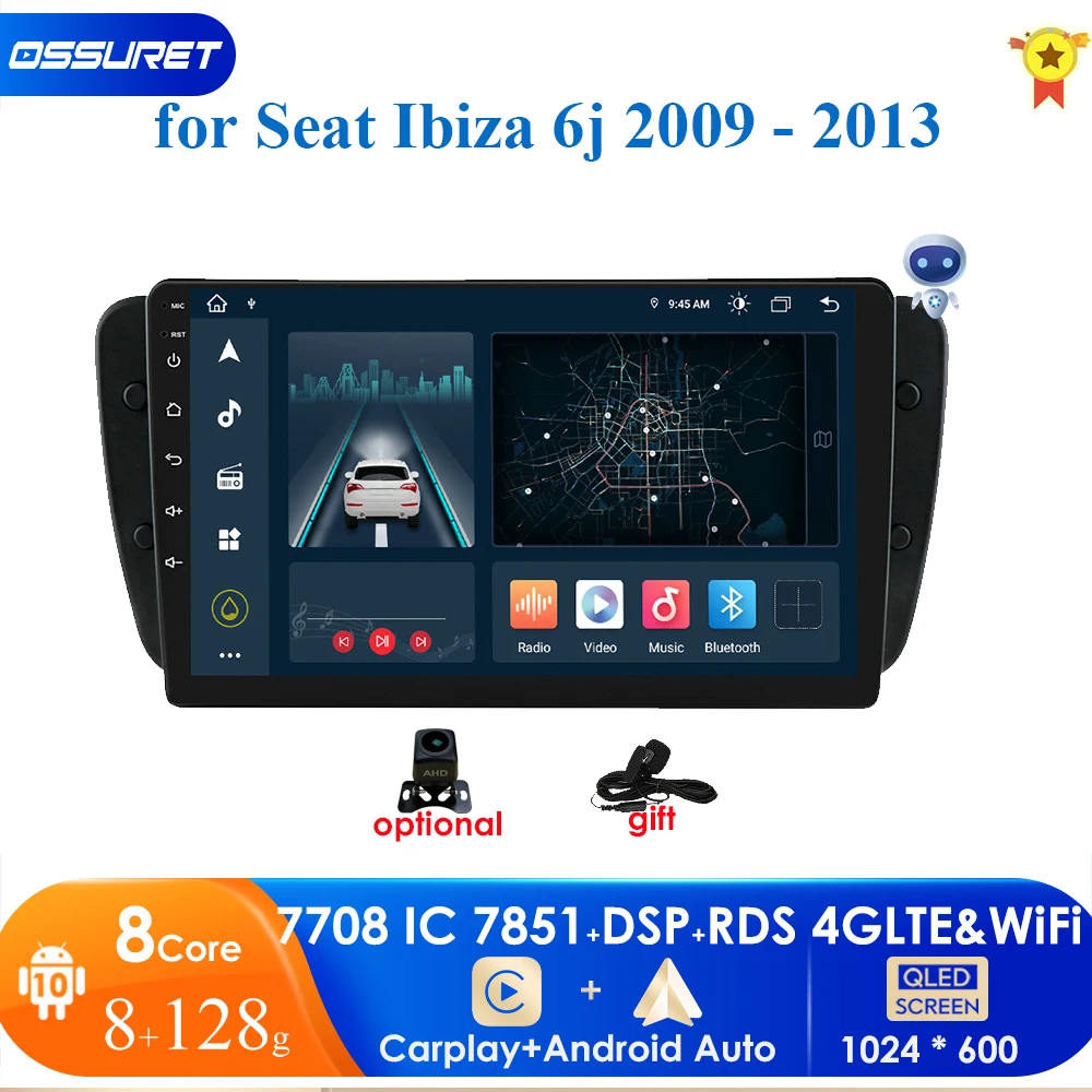 

Автомагнитола мультимедийная, Android 10, 4 Гб ОЗУ, 64 Гб ПЗУ, видеоплеер GPS для Seat Ibiza 6j 2009-2013 с навигацией, no 2din, dvd, с камерой, usb