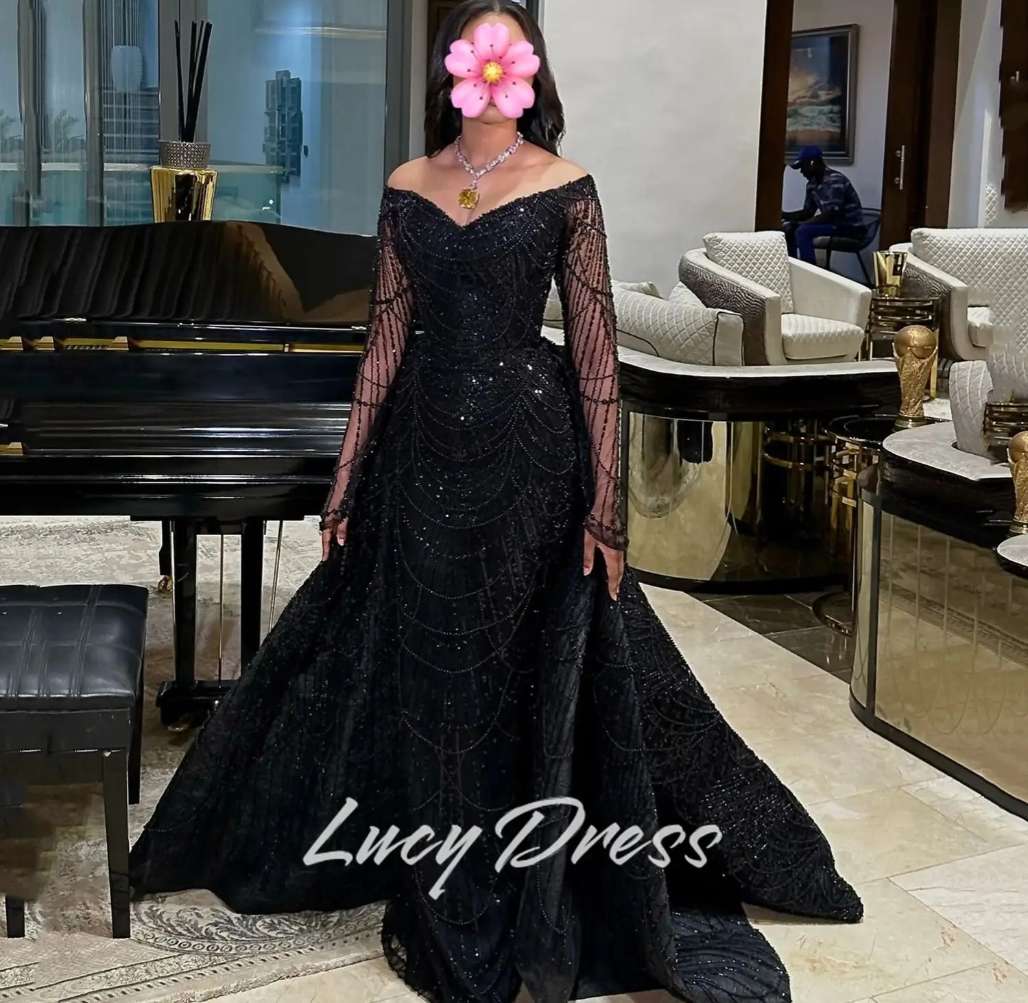 Фото Роскошные вечерние платья Lucy по индивидуальному заказу, женское вечернее платье 2025 года, платье для особых случаев, платья для выпускного вечера из блестящей ткани فساتين سهرة №5