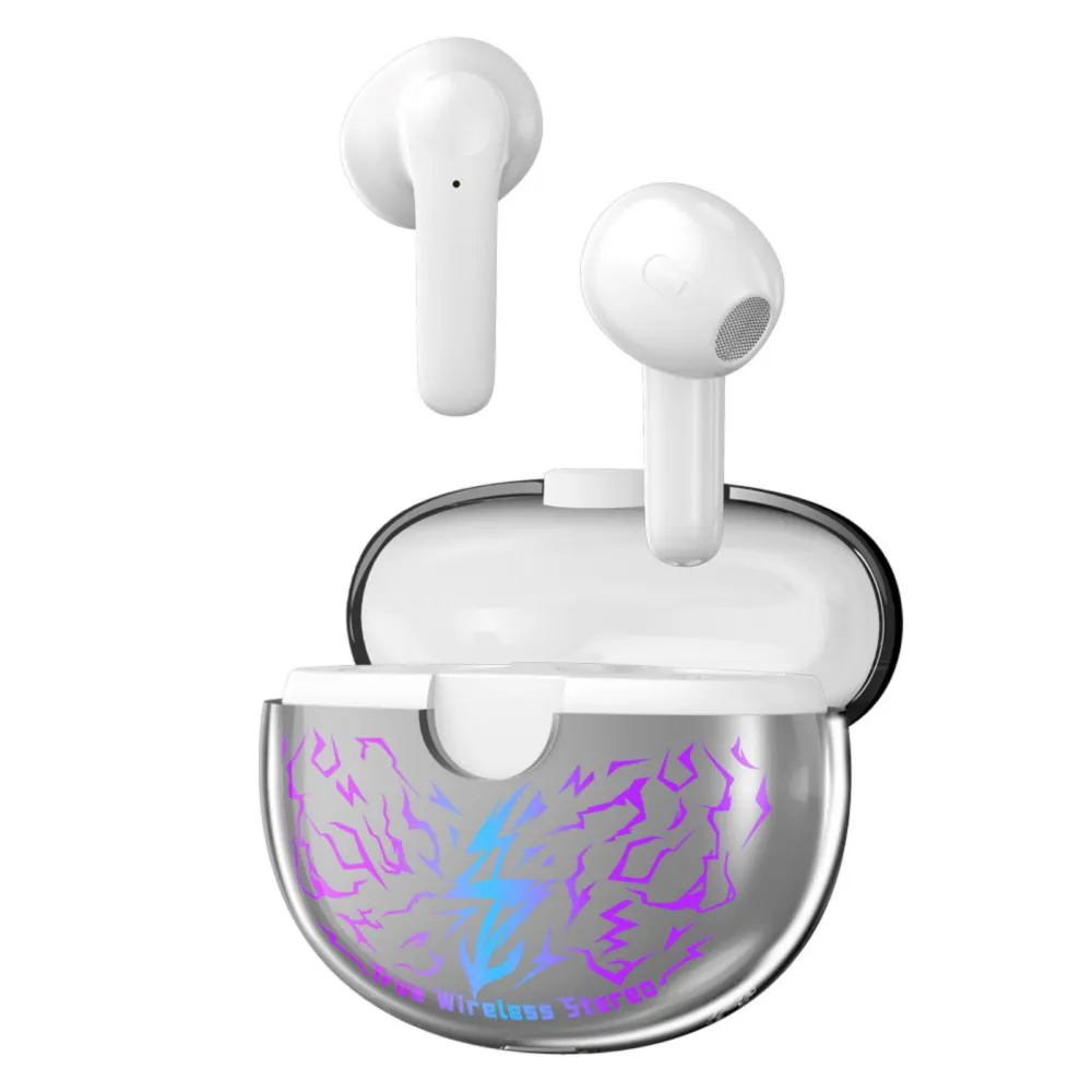 

Transparent Earphones in Ear Headphone Wireless Bluetooth-compatiable Gaming Headset Colorful Light Noise Reduce Running Earbuds