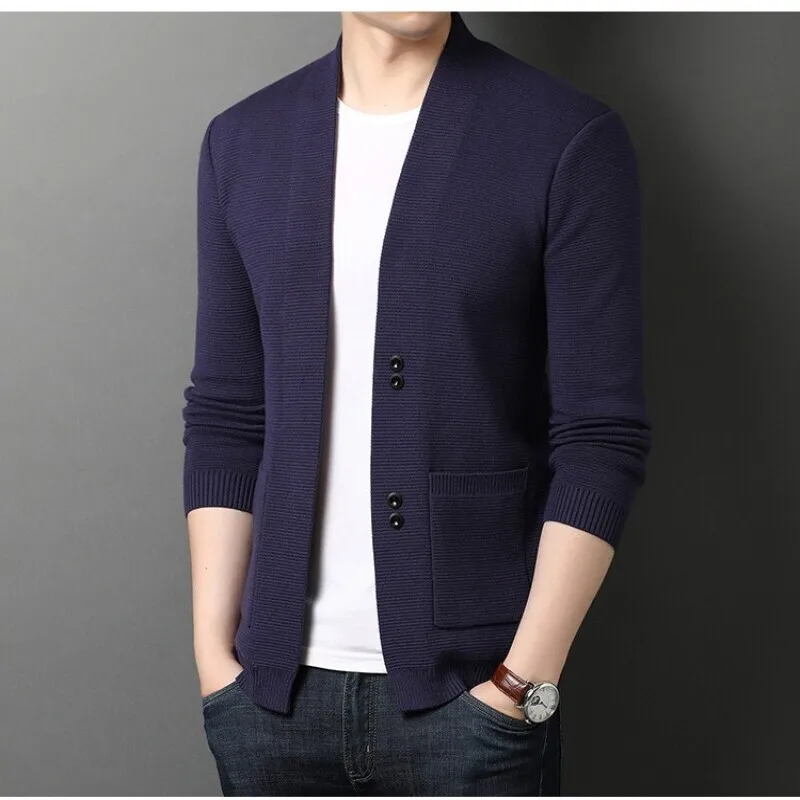 Мужская Тонкая трикотажная куртка с длинным рукавом на весну и осень