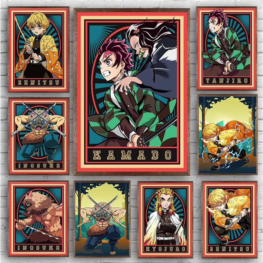

Japanese Classic Anime Demon Slayer Character Picture Poster Kids Room Living Cafe Art Home Wall Decor posters canvas painting