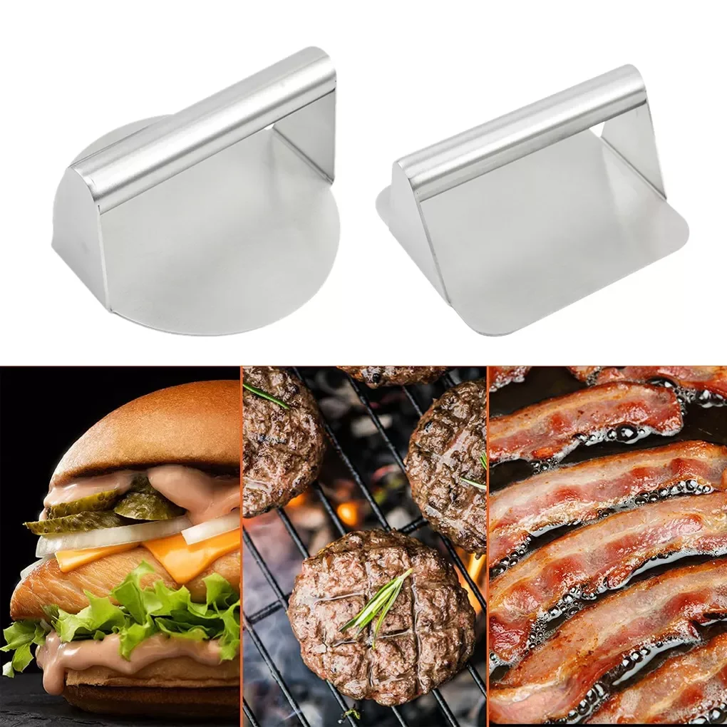 

Stainless Steel Hamburger Press Non-Stick Square Hamburger Maker Patty Making Gadgets Squeeze Grease Grilling Utensil
