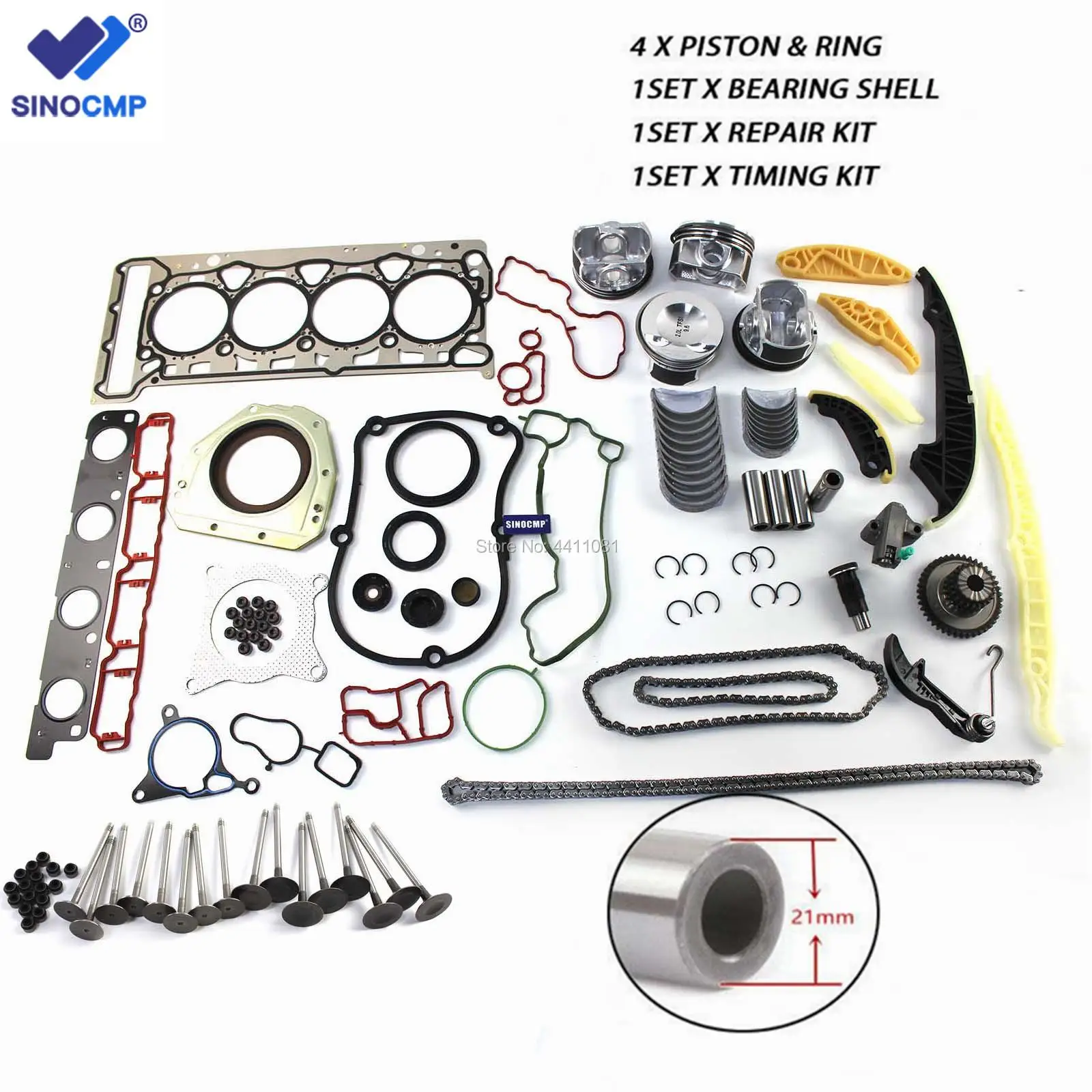 

EA888 Engine Cylinder Head Gasket Repair Kit For VW GTI Audi A4 1.8TFSI 1.8TFSI 2.0TFSI DOHC 16V EA888 Pin 21mm 23mm
