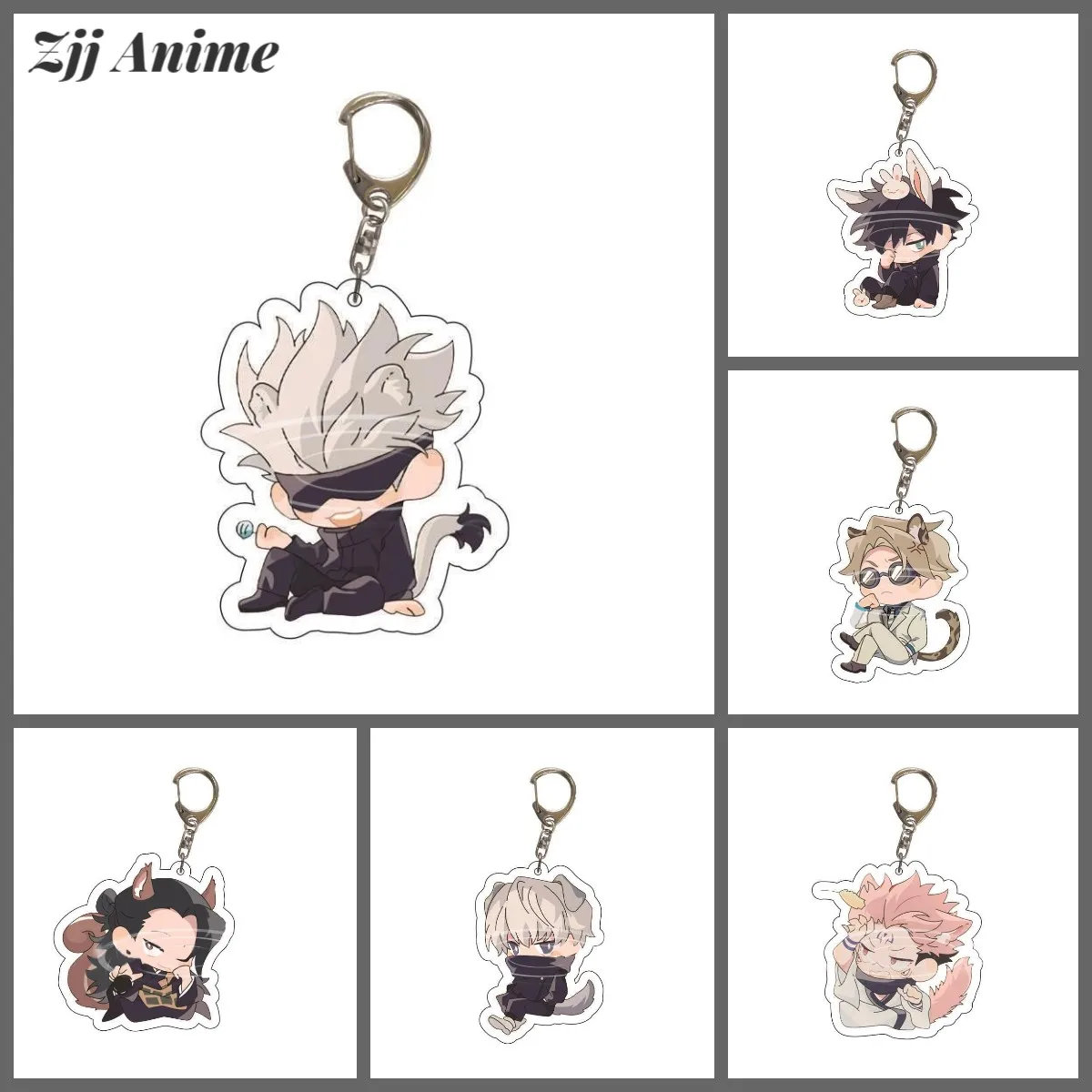 

Anime Jujutsu Kaisen Key Chains Acrylic Cartoon Figure Yuji Itadori Kugisaki Nobara Metal Holder Key Ring Accessories Pendant