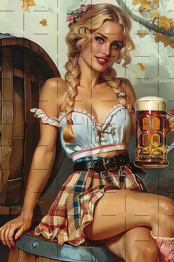 

Винтажная жестяная вывеска Пшеничная пивная бочка Pin Up Girl