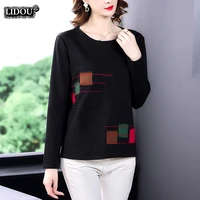 elegant casual o neck solid color long sleeved slim t shirts fashion spring autumn new comfortable cotton print womens clothing