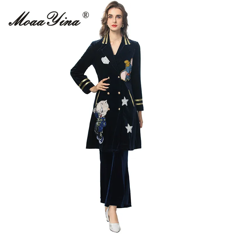 Женский Повседневный костюм MoaaYina из двух предметов: двубортный топ с отложным