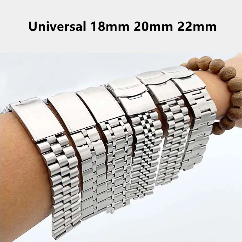 316L Solid Stainless Steel 19mm 20mm 22mm Universal Curved End Presidential Watch Band Strap Fit for SKX175 173 007 Watch