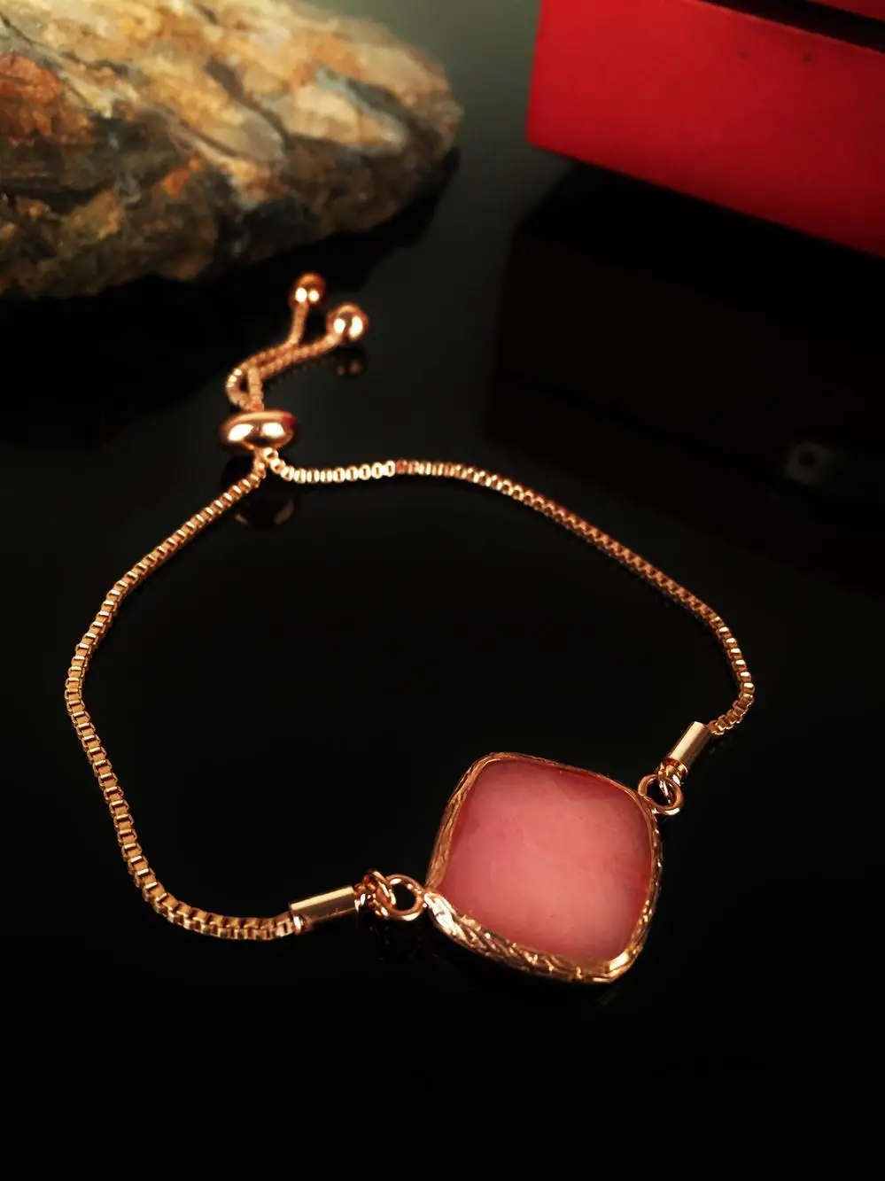 

Natural stone Women 'S Agate Stone Rose Gold Plated Bangle Krb154