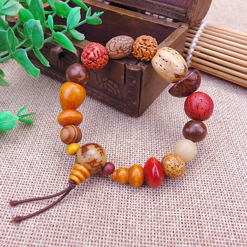 Vintage Natural 18 Bodhi Seed Bracelet Bangles Buddha Charm Tibet Buddhist Prayer Wood Beads | Украшения и аксессуары