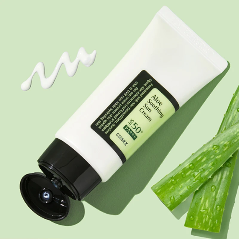 Увлажняющий освежающий лосьон Cosrx SPF50 с алоэ вера, крем для кожи, не жирный, чувствительный к акне, 50 мл, с УФ-изоляцией