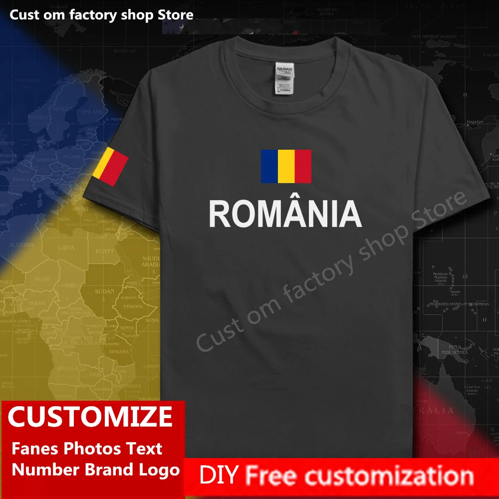 

Romania Country Flag ​T shirt Free Custom Jersey DIY Name Number Brand LOGO 100% Cotton T-shirts Men Women Loose Casual T-shirt