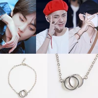 kpop group member v titanium steel bracelet double circle statement minimalist celebrity jewelry accessories gift for fan