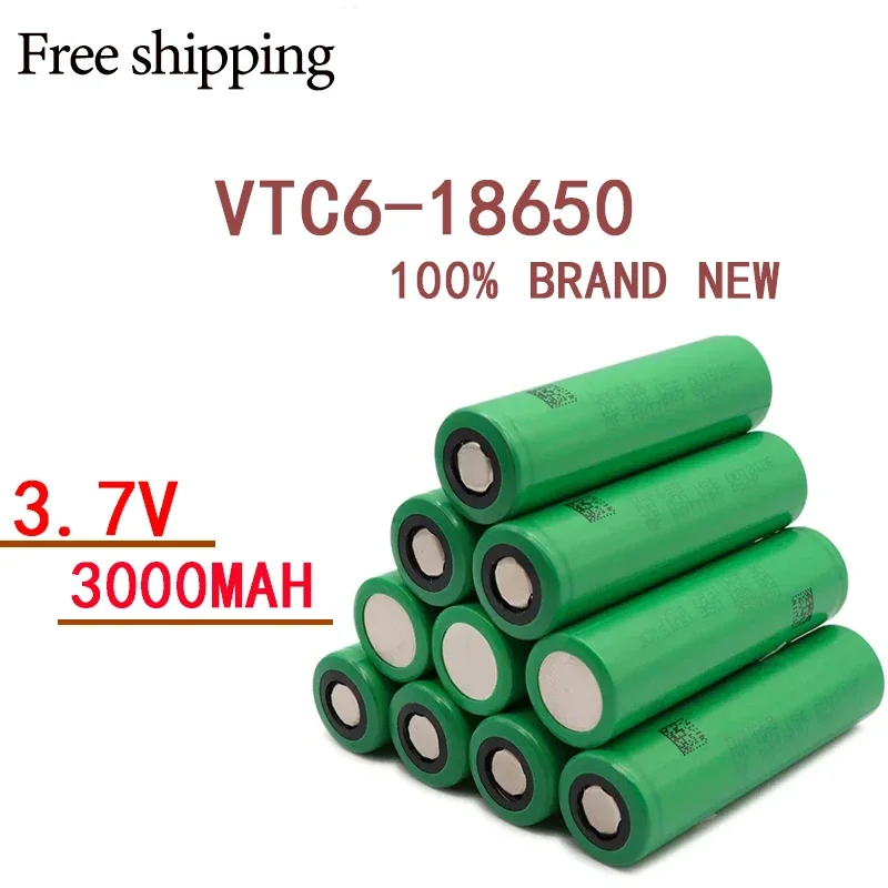 

Free Shipping Rechargeable Battery VTC6 3.7V 3000 Mah 18650Battery Suitable for Computer Clocksradio Video Gamesdigital Cameras