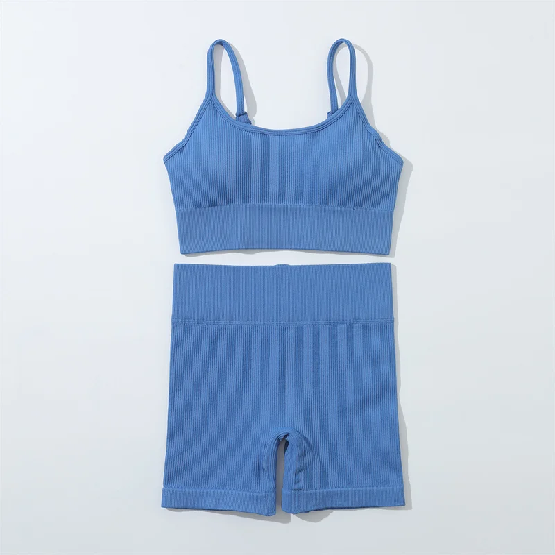 

2022 Женский комплект для йоги спортивный комплект для тренажерного зала сексуальный бюстгальтер Бесшовные Спортивные шорты одежда для трен...