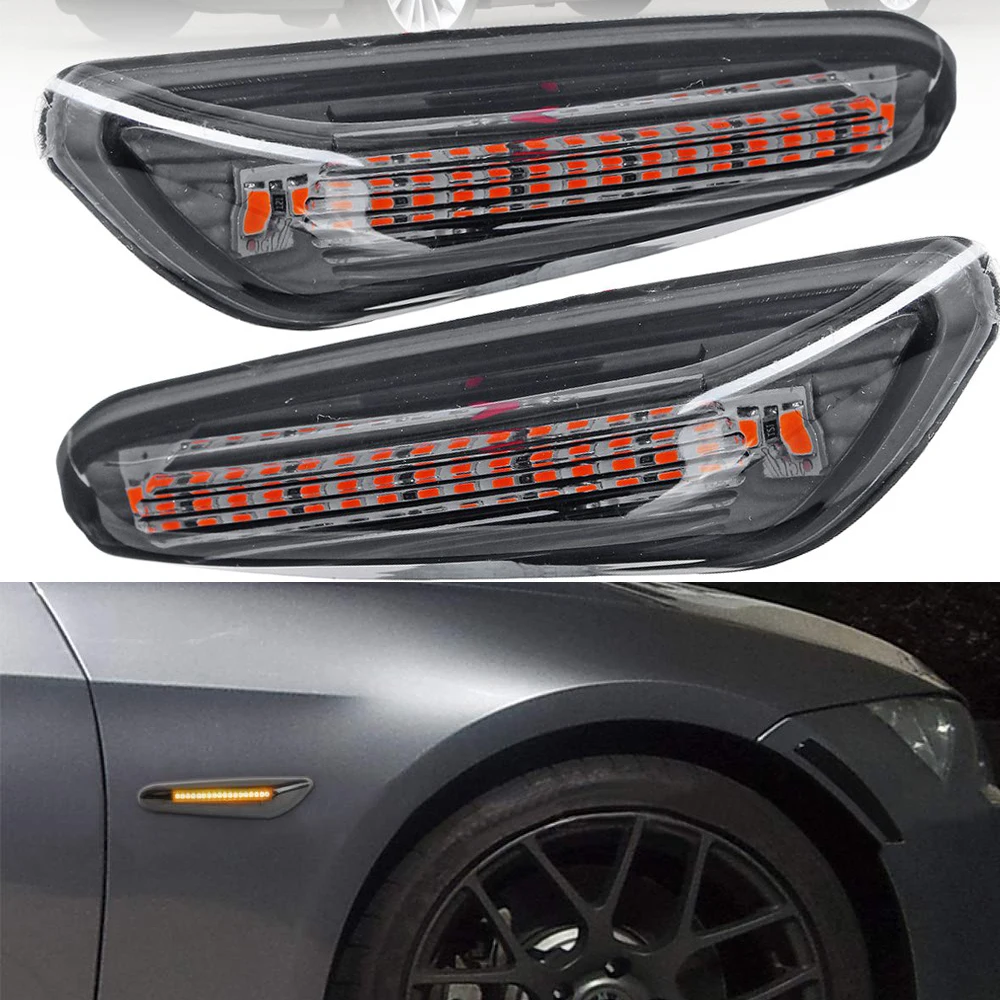 

2PCS Car Turn Signal Lights LED Turn Indicator Blinker Lamp Signal Lamp Side Marker For BMW E90 E91 E92 E93 E60 E87 E82 E46