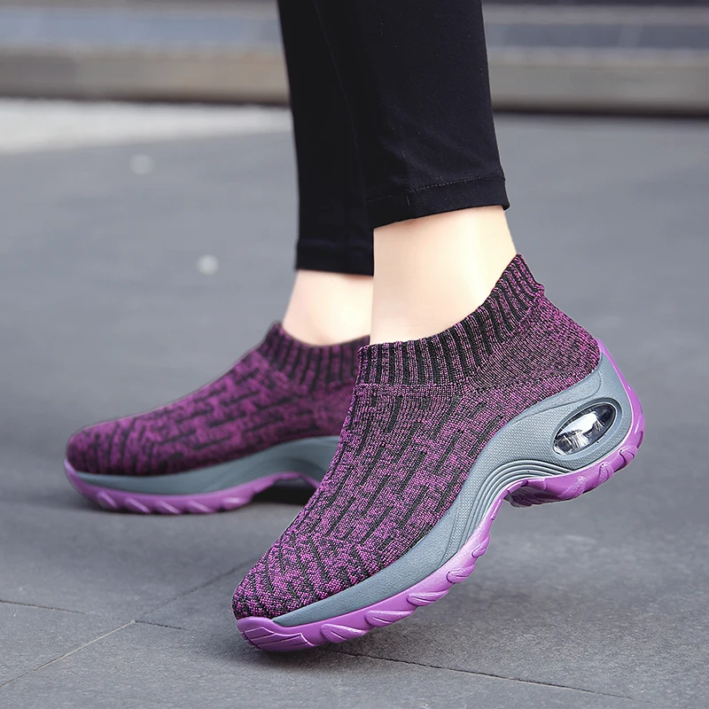 Walking Shoes Women Casual Sneaker Wedge Heel Fashion Shake Shoes Air Cushion Tennis  Soft-sole Socks Shoes