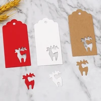 50pcs deer elk hollowed kraft paper tags garment shoes bags hang tag blank cards christmas gift label handmade diy accessories