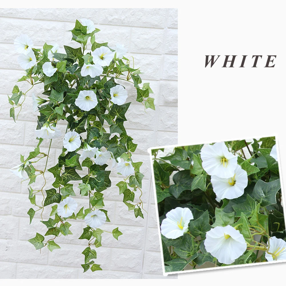 

Fake Morning Glory Artificial Flower Vine Hanging Plant Arch Decoration Fake Plant Leaf Rattan Trailing Flower Home Wall Garland