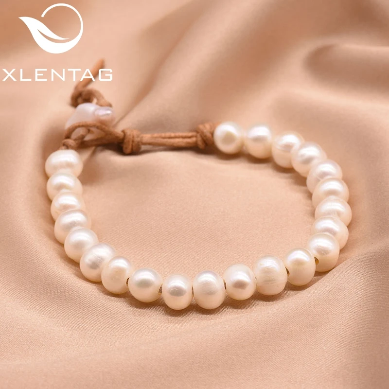 

XlentAg Original Design Women Leather Bracelets Cowhide For Best Friends Gifts Natural White Pearls Boho Jewelry Feminina GB0159