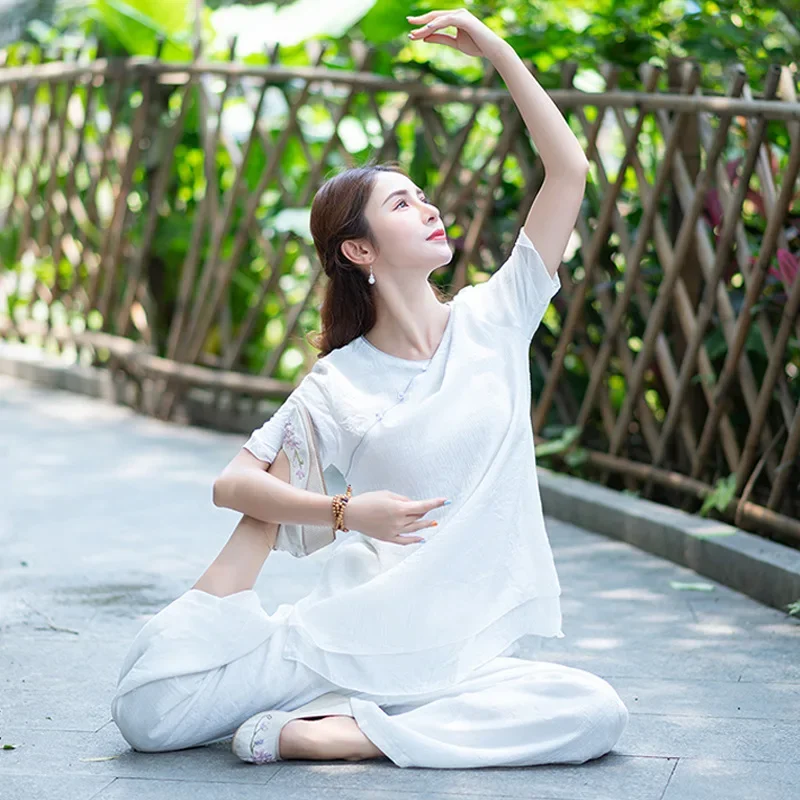 2021 весна-лето новый стиль одежда для йоги в китайском стиле дзен женский костюм