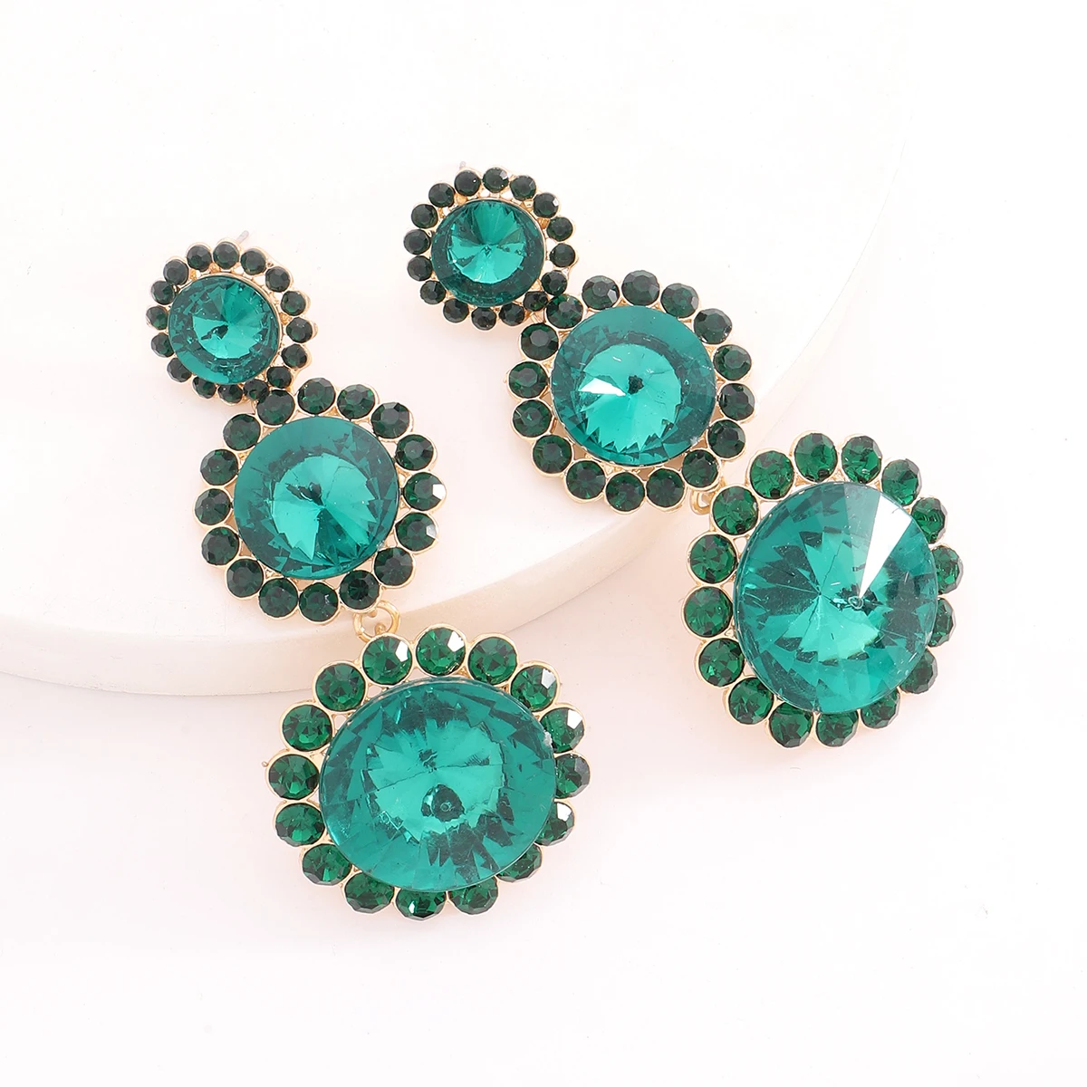 Крупные геометрические висячие серьги Dvacaman Многослойные Круглые разноцветные