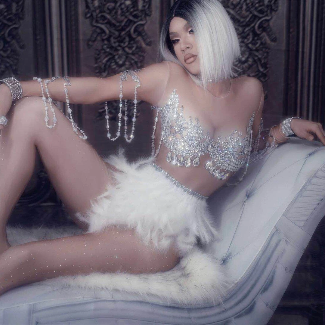 Женское Эластичное боди с белыми перьями сексуальное для ночного клуба бара