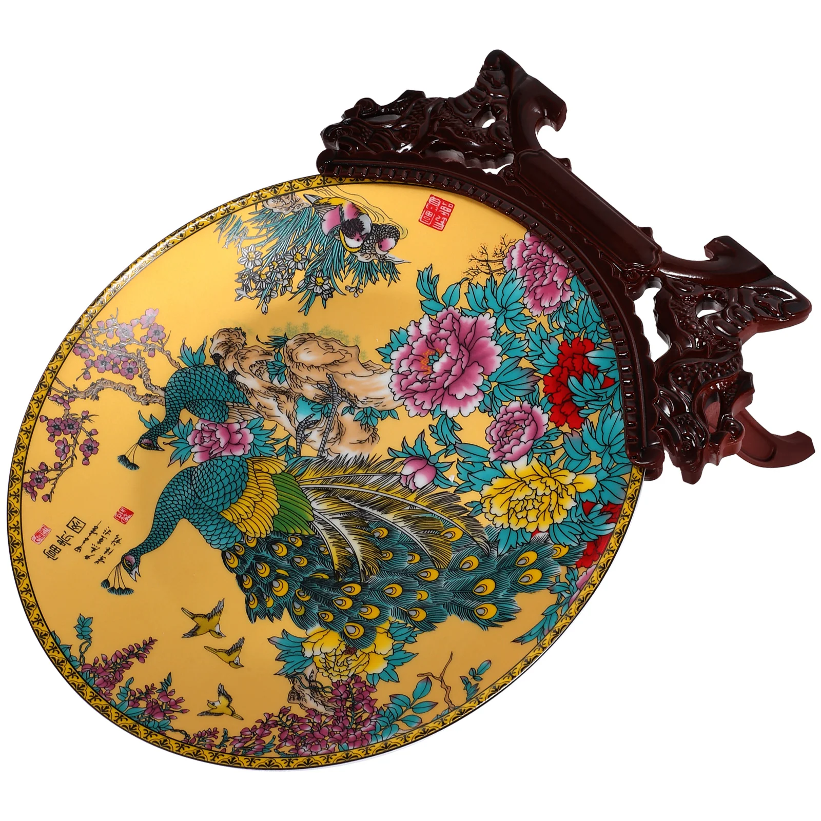 

Ceramic Plate Round Tray Artwork Ornament Decor Decorative Plates For Home Abs Food Dish Office Dinner
