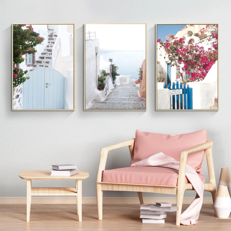 

Canvas Artwork Painting Santorini Oia 4 Gifts Poster Home Decoration Paintings Hanging Modern Living Room Comics Pictures