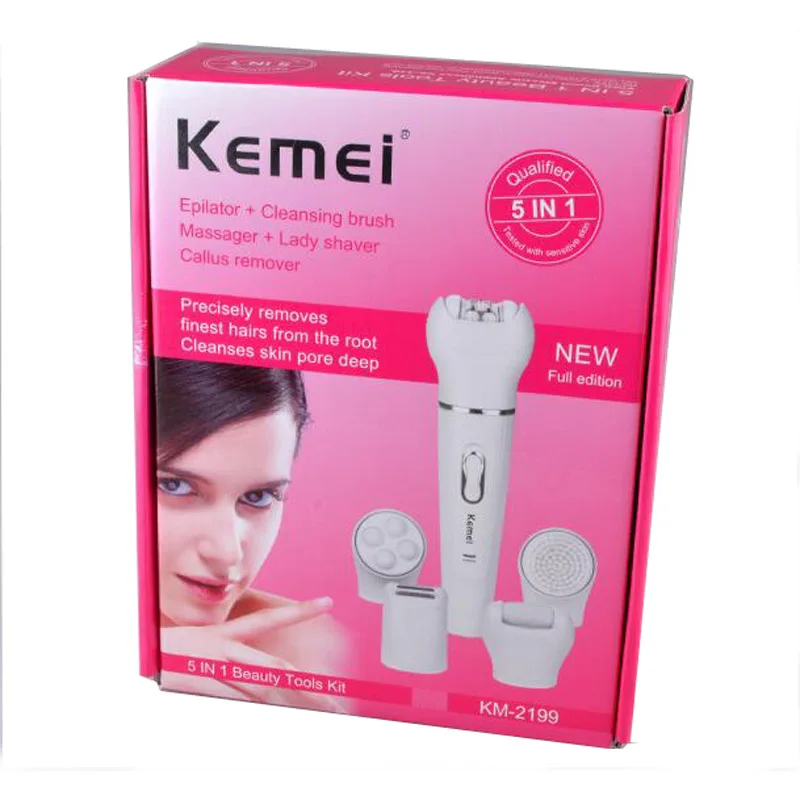 

New Kemei KM-2199 5in1 Multifunctional Epilator Wool Device Electric Shaver Razor Shaving Callus Remover Facial Cleansing Brush