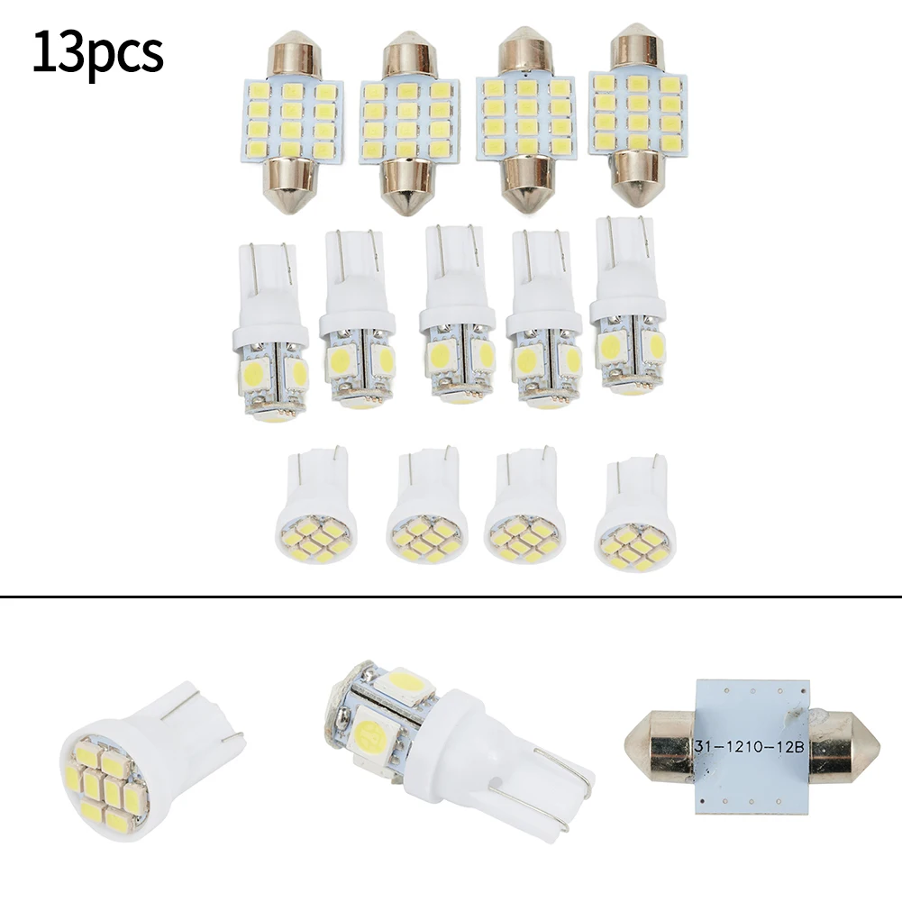

13pcs Car White LED Interior Ceiling Domes License Plate Light Bulb 12SMD/5-T10 5SMD/4-T10 8SMD Flat Panel LED Lights