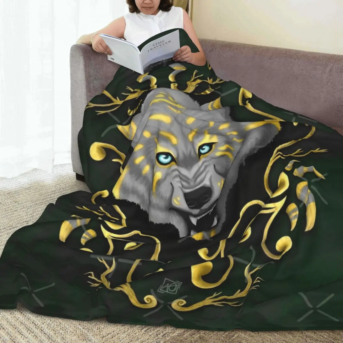 Золотое всесезонное универсальное одеяло Lykos для офиса может быть покрыто