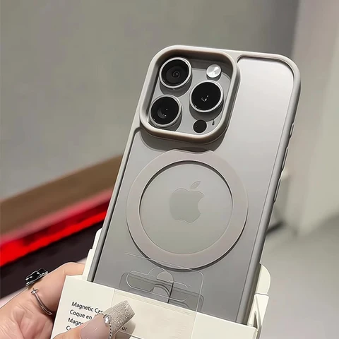 Матовый натуральный титановый магнитный чехол для зарядки телефона для iPhone 16, 15, 14, 13, 12, 11 Pro Max Plus Mini, противоударный жесткий чехол Magsafe